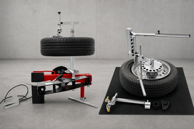 LCTX Gen 2 air-powered and Gen 3 manual portable tire changers compared side by side