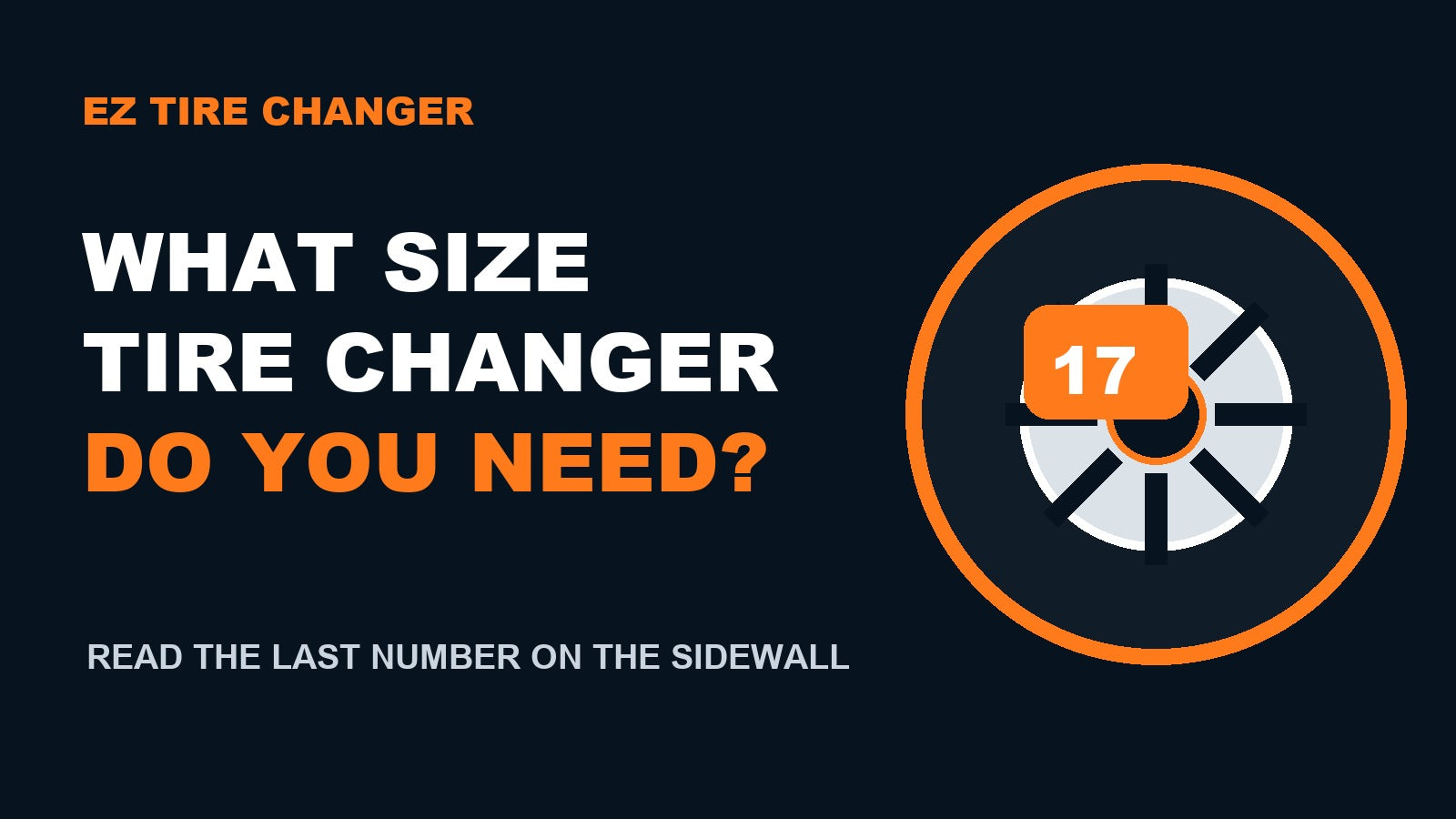 Tire size 225/65R17 diagram highlighting the 17-inch rim diameter for tire changer fitment