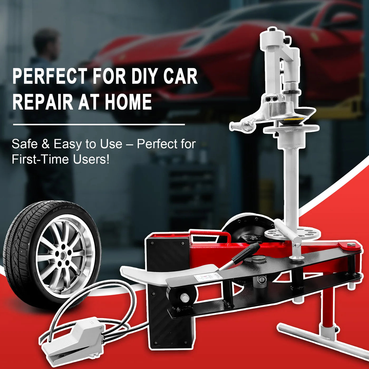 EZ Tire Changer Gen 2 pneumatic bead breaker, rim-friendly duckhead — air-powered tyre changer UAE KSA