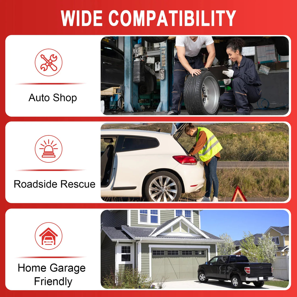 EZ Tire Changer Gen 2 wide compatibility — auto shop, roadside rescue, home garage tyre changer UAE Saudi Arabia