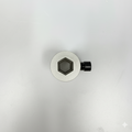 Hub Adjustment Assembly for LCTX tire changer, top view showing CNC-machined hexagonal socket and black locking screw
