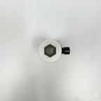 Hub Adjustment Assembly for LCTX tire changer, top view showing CNC-machined hexagonal socket and black locking screw