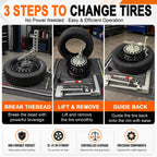 EZ Tirechanger LCTX 3rd Gen 3-in-1 Manual Tire Changer – No Power, No Compressor, 12"–21" Wheels