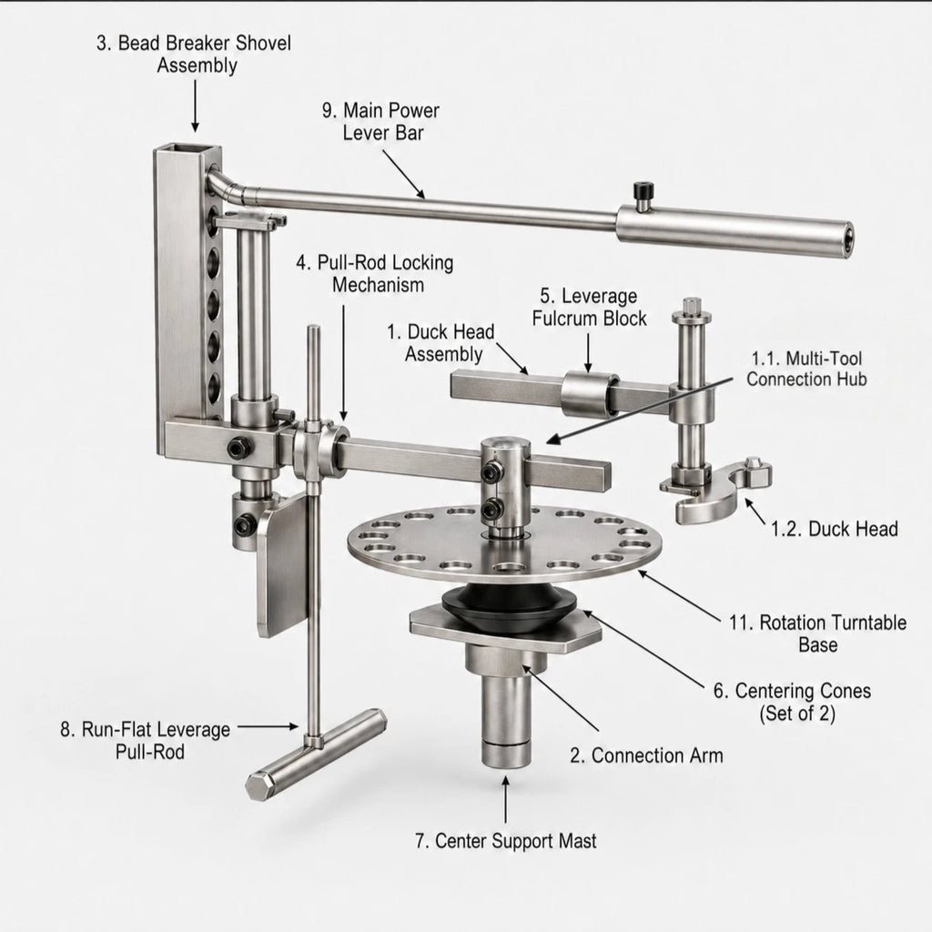 EZ Tirechanger LCTX 3rd Gen 3-in-1 Manual Tire Changer – No Power, No Compressor, 12"–21" Wheels