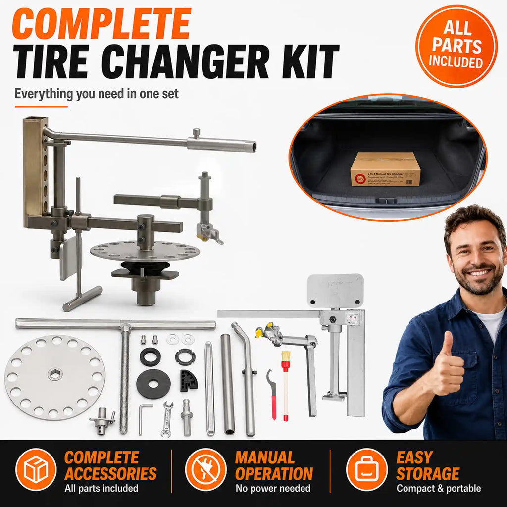 EZ Tirechanger LCTX 3rd Gen 3-in-1 Manual Tire Changer – No Power, No Compressor, 12"–21" Wheels