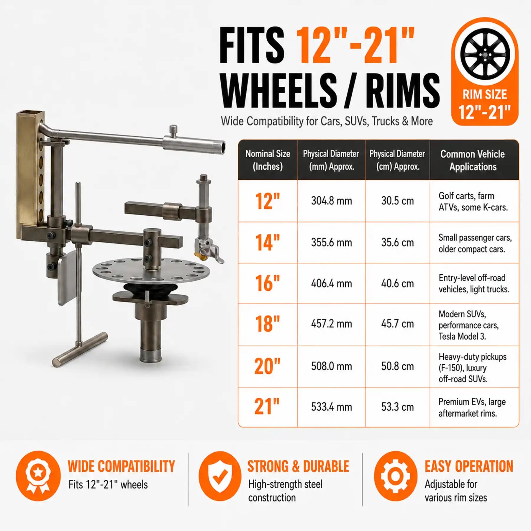 EZ Tirechanger LCTX 3rd Gen 3-in-1 Manual Tire Changer – No Power, No Compressor, 12"–21" Wheels